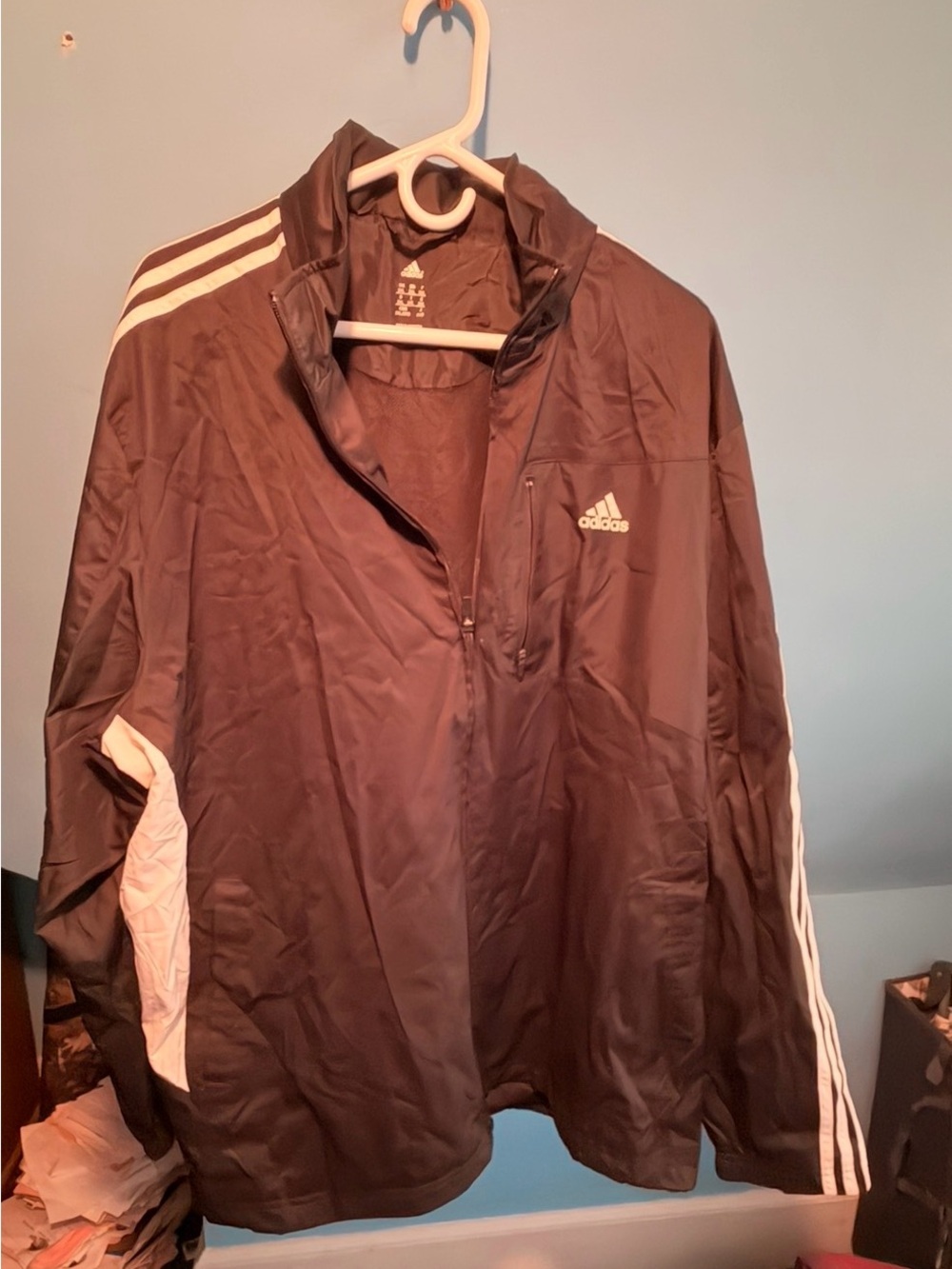 Adidas Mens Black Track Jacket with White Accents